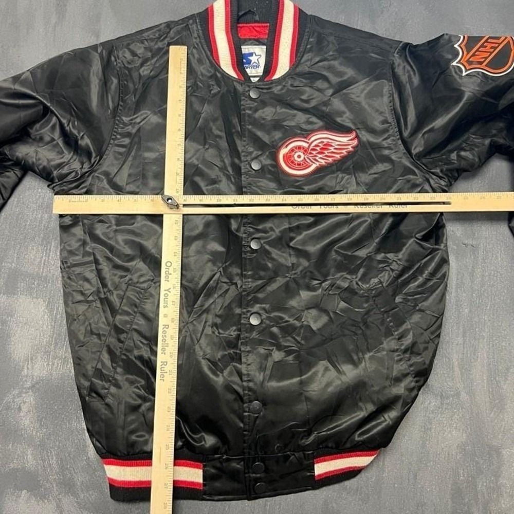 Vintage Detroit Red Wings Satin Jacket Mens Large Black 1990s Starter NHL - Picture 8 of 11